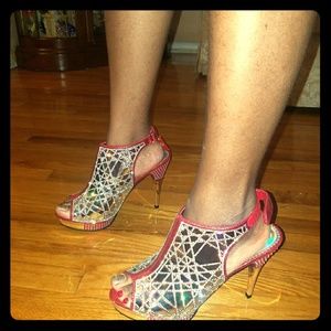 Red and silver Pumps